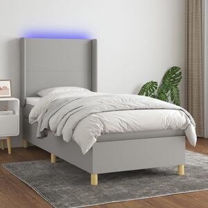 VidaXL Κρεβάτι Boxspring με Στρώμα & LED Αν.Γκρι 80x200 εκ. Υφασμάτινο