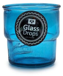 Ποτήρι Glass Drops Ribbed (2415DB09) Από ανακυκλωμένο γυαλί, Χωρητικότητας 300ml, Διαστάσεων Ø 9 x Υ 9 cm, Aqua Blue