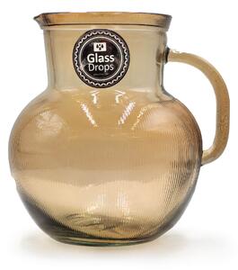 Κανάτα με χερούλι Glass Drops Ribbed (3198DB04) Από ανακυκλωμένο γυαλί, Χωρητικότητας 2.3L, Διαστάσεων Ø 20 x Υ 20 cm, Cinnamon