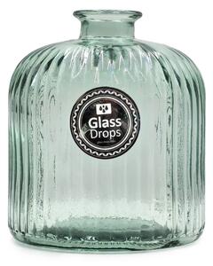 Διακοσμητικό Βάζο Glass Drops Daroca Stripe (4863DB600) Από ανακυκλωμένο γυαλί, Χωρητικότητας 1.95L, Διαστάσεων Ø 16 x Υ 18cm, Natural Green