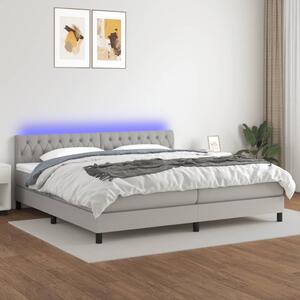 VidaXL Κρεβάτι Boxspring με Στρώμα & LED Αν.Γκρι 200x200εκ. Υφασμάτινο