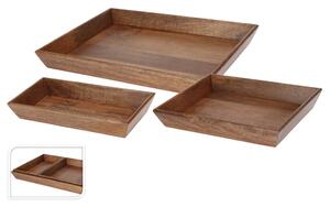 Σετ ξύλινος διακοσμητικός δίσκος Mango wood, Walnut - 3 τεμάχια
