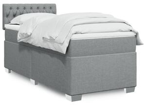 VidaXL Κρεβάτι Boxspring με Στρώμα Ανοιχτό Γκρι 90x200 εκ. Υφασμάτινο