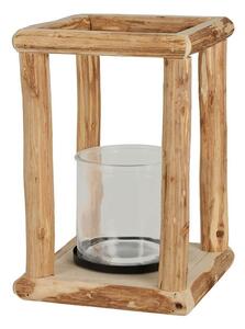 Διακοσμητικό Φανάρι με διαστάσεις 16x16x25cm, Σε απόχρωση ξύλου