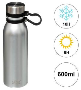 Μπουκάλι Θερμός 5five με λαβή, χωρητικότητα 600ml και διατήρηση θερμοκρασίας 6h ζεστό / 10h κρύο - Stainless Steel