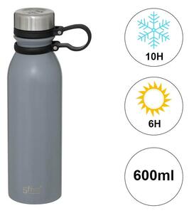 Μπουκάλι Θερμός 5five με λαβή, χωρητικότητα 600ml και διατήρηση θερμοκρασίας 6h ζεστό / 10h κρύο - Gray