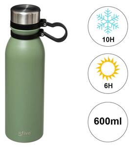 Μπουκάλι Θερμός 5five με λαβή, χωρητικότητα 600ml και διατήρηση θερμοκρασίας 6h ζεστό / 10h κρύο - Khaki