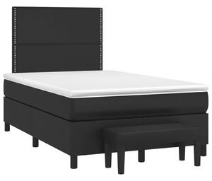 VidaXL Κρεβάτι Boxspring με Στρώμα Μαύρο 120x190εκ.από Συνθετικό Δέρμα