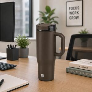 Κούπα Θερμός Thermo Plus Zwilling με καλαμάκι, χωρητικότητα 900ml και διατήρηση θερμοκρασίας 14h ζεστό / 12h κρύο - Chocolate