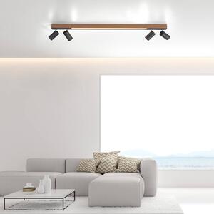 Φωτιστικό οροφής LED PURE Lines, 120 cm, μαύρο, ξύλο, τηλεχειριστήριο