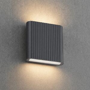 Lucande Εξωτερικός φωτιστικός τοίχου LED Raija, ανθρακί, ύψος 19 cm, CCT, Γκρι, Αλουμίνιο, σύγχρονο