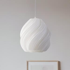 Lindby Κρεμαστό φωτιστικό Nuvia, Ø 30 cm, λευκό, εκτύπωση 3D, ρυθμιζόμενος, Λευκό, Σαλόνι / τραπεζαρία, Πλαστικό, σύγχρονο