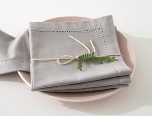 Σετ Πετσέτες φαγητού Chambray Atmosphera με διαστάσεις 40x40cm - Mouse grey - 4 τεμάχια