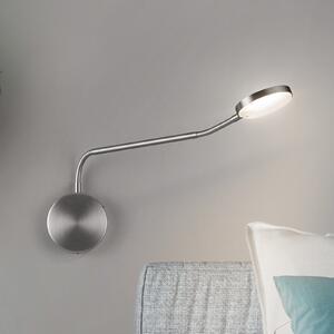 Knapstein Φωτιστικό τοίχου LED Thea-W, χειρισμός με χειρονομίες, νικέλιο, βάθος 60 cm, ρυθμιζόμενος, Μεταλλικό, Σαλόνι / τραπεζαρία, Μέταλλο, σύγχρονο