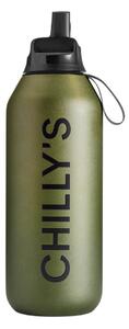 Μπουκάλι Θερμός Series 2 Cargo Chilly's με πτυσσόμενο καλαμάκι, χωρητικότητα 500ml και διατήρηση θερμοκρασίας 12h ζεστό / 24h κρύο - Moss
