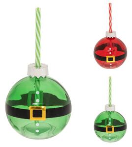 Ποτήρι Χριστουγεννιάτικη Μπάλα Fééric Lights & Christmas με καλαμάκι και διαστάσεις 9.5x4.5x19.5cm - Σε 2 επιλογές χρώματος