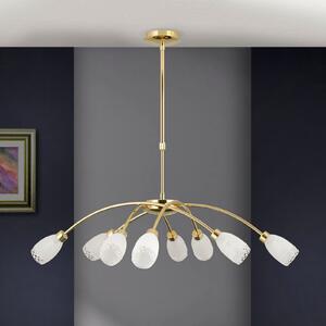 ORION Κρεμαστό φωτιστικό CARLA, χρώμα ορείχαλκου, Ø 84 cm, μέταλλο/γυαλί 8 φτερά., ρυθμιζόμενος, Χρυσό / Ορείχαλκου, Σαλόνι / τραπεζαρία, Μέταλλο, Αντίκα