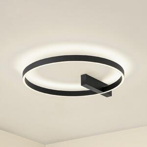 Lucande LED φωτιστικό οροφής Isalin, 60 cm, μαύρο, CCT, ρυθμιζόμενο, ρυθμιζόμενος, Μαύρο, Σαλόνι / τραπεζαρία, Αλουμίνιο, σύγχρονο