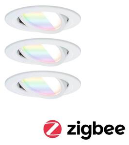 Paulmann LED χωνευτός προβολέας Nova Coin Smart λευκός RGBW, σετ 3 τεμαχίων,, ρυθμιζόμενος, Λευκό, Σαλόνι / τραπεζαρία, Αλουμίνιο, σύγχρονο, Εσοχή οροφής