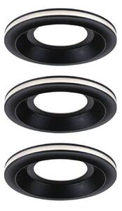 Paulmann LED χωνευτό φωτιστικό Sormus μαύρο, Ø 10 cm, IP65, σετ 3 τεμαχίων, Μαύρο, Μπάνιο, Πλαστικό, σύγχρονο, Εσοχή οροφής