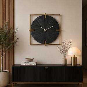 Ρολόι τοίχου Αναλογικό Oxxo PTMD Luxury Living με διαστάσεις 53x5x53cm - Gold, Black