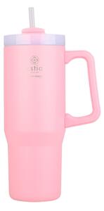 Κούπα Θερμός Με Λαβή & Καλαμάκι 900ml Estia Save The Aegean Tumbler Blossom Rose 01-28688