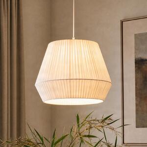 Lindby κρεμαστό φωτιστικό Vitore, Ø 40 cm, ύφασμα, λευκό, ρυθμιζόμενος, Λευκό, Σαλόνι / τραπεζαρία, Ύφασμα / Κλωστοϋφαντουργία, Σκανδιναβικό
