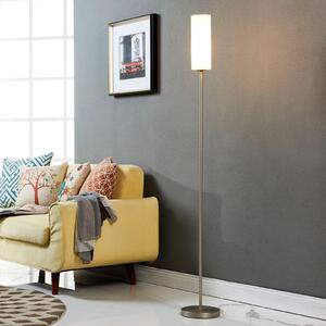 Lindby Φωτιστικό δαπέδου Vinsta, ύψος 153 cm, λευκό, γυαλί, μέταλλο, Λευκό, Σαλόνι / τραπεζαρία, Γυαλί, σύγχρονο