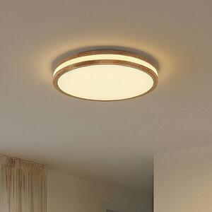 Lindby Φωτιστικό οροφής LED Emiva, 50 cm, ανοιχτόχρωμο ξύλο, CCT, ρυθμιζόμενος, Ξύλου, Σαλόνι / τραπεζαρία, Ξύλο, σύγχρονο