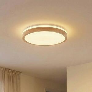 Lindby LED φωτιστικό οροφής Emiva, Ø 49 cm, CCT, ξύλο, ρυθμιζόμενος, Ξύλου, Σαλόνι / τραπεζαρία, Ξύλο, σύγχρονο