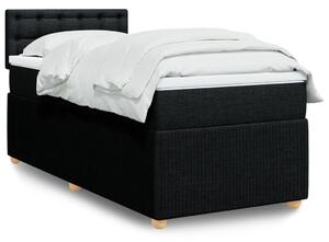 Κρεβάτι Boxspring με Στρώμα Μαύρο 90x190 εκ.Υφασμάτινο - Μαύρο