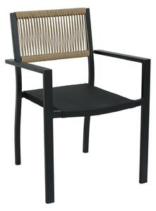 Πολυθρόνα Κήπου ArteLibre HORUS Μαύρο/Καφέ Αλουμίνιο/Rattan 56x58x83cm