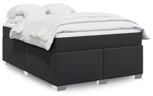 Κρεβάτι Boxspring με Στρώμα Μαύρο 140x190εκ.από Συνθετικό Δέρμα - Μαύρο