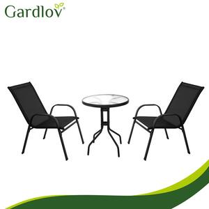 Σετ επίπλων μπαλκονιού Gardlov – Τραπέζι με 2 καρέκλες για βεράντα και κήπο, μαύρο