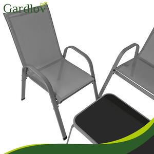Σετ επίπλων μπαλκονιού Gardlov – Τραπέζι και καρέκλες για βεράντα και κήπο, γκρι