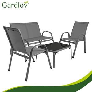 Σετ επίπλων μπαλκονιού Gardlov – Τραπέζι και καρέκλες για βεράντα και κήπο, γκρι
