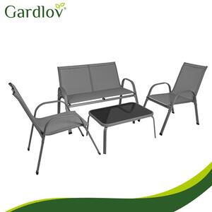 Σετ επίπλων μπαλκονιού Gardlov – Τραπέζι και καρέκλες για βεράντα και κήπο, γκρι