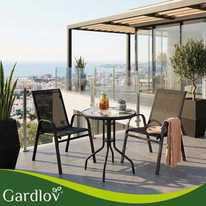 Σετ επίπλων μπαλκονιού Gardlov – Τραπέζι με 2 καρέκλες για βεράντα και κήπο, μαύρο