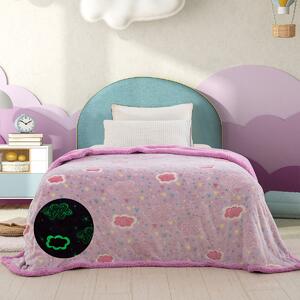Φωσφοριζέ Κουβέρτα Fleece Μονή Με Γουνάκι (160x220) Palamaiki Luminous Doodle