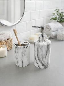 Sinsay - Σετ μπάνιου με μαρμάρινο μοτίβο: δοχείο σαπουνιού και θήκη για οδοντόβουρτσες 2 pack - ανοιχτό γκρι