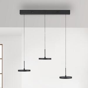 JUST LIGHT. GmbH Κρεμαστό φωτιστικό LED Plata, μαύρο, 3 φώτα, 3.000 K, ρυθμιζόμενος, Μαύρο, Σαλόνι / τραπεζαρία, Μέταλλο, σύγχρονο