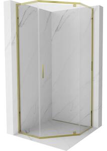 Mexen Exo-R Πεντάγωνο ανοιγόμενο ντουζιέρα 90 x 90 cm, διαφανές, χρυσό