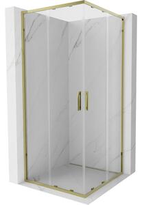 Mexen Exo-S Duo τετράγωνη συρόμενη καμπίνα ντους 100 x 100 cm, διάφανη, χρυσή