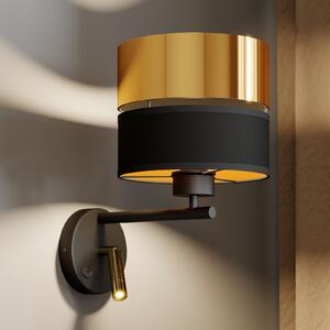 TK Lighting Φωτιστικό τοίχου Hilton μαύρο/χρυσό με LED φως ανάγνωσης, Μαύρο, Σαλόνι / τραπεζαρία, Μέταλλο, σύγχρονο, Φως ανάγνωσης