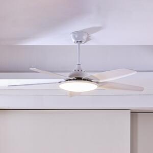 Lucande LED ανεμιστήρας οροφής Divian, λευκός, DC, αθόρυβος, CCT, Λευκό, Σαλόνι / τραπεζαρία, Μέταλλο, σύγχρονο
