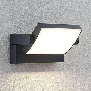 Lindby Εξωτερικός φωτιστικός τοίχου LED Sherin, ανθρακί, με δυνατότητα, Μαύρο, Αλουμίνιο, σύγχρονο