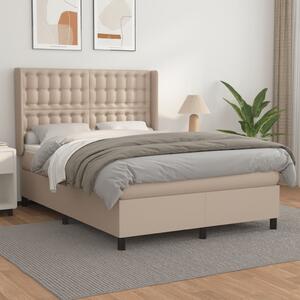 VidaXL Κρεβάτι Boxspring με Στρώμα Καπουτσίνο 140x190εκ.από Συνθ.Δέρμα