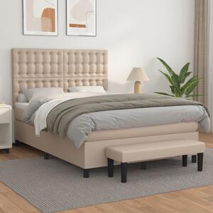 VidaXL Κρεβάτι Boxspring με Στρώμα Καπουτσίνο 140x190εκ.από Συνθ.Δέρμα