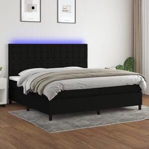 VidaXL Κρεβάτι Boxspring με Στρώμα & LED Μαύρο 200x200 εκ. Υφασμάτινο