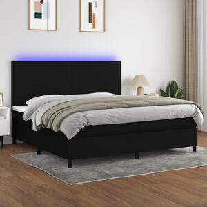 VidaXL Κρεβάτι Boxspring με Στρώμα & LED Μαύρο 200x200 εκ. Υφασμάτινο